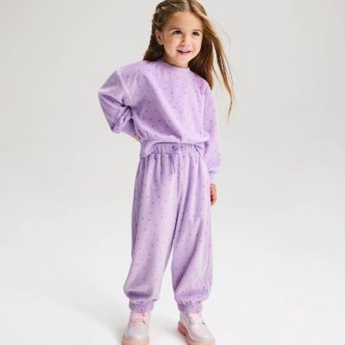 Toddler Girls' Crewneck Star Cozy Microfleece Pullover Sweatshirt - Cat & Jack™ Purple 4T