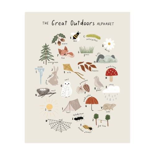 The great outdoors alphabet Open Edition Children's Art Print by Maja Cunningham