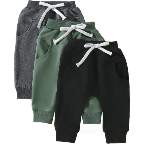 Baby Pants Toddler Infant Newborn Baby Boy Girl Sweatpants Long Joggers Pants Unisex Boy 's Clothing 3 Pack