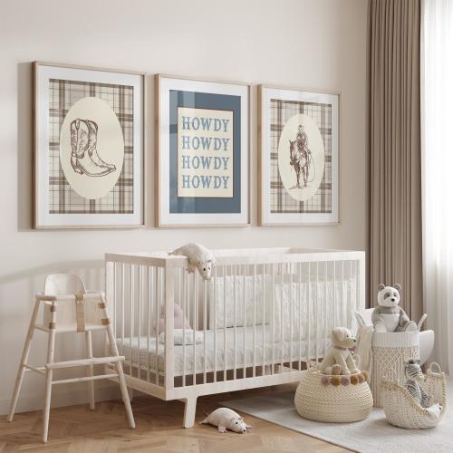 Western Nursery Wall Art Print Set, Cowboy Nursery Prints, Boy Nursery, Blue Nursery Decor, Western Boys Room Decor, Vintage Cowboy Decor