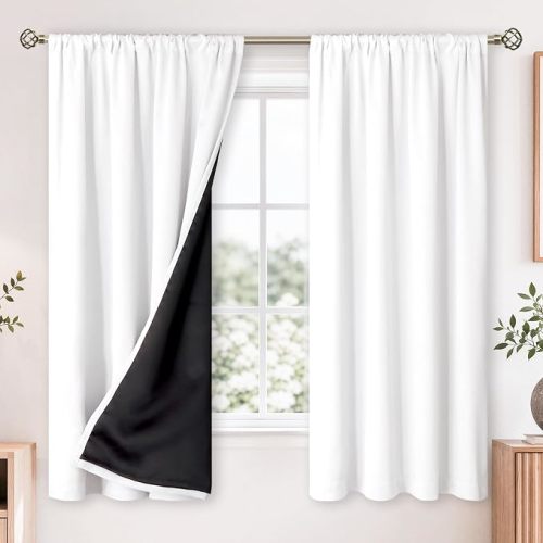 BGment White Blackout Curtains for Bedroom 63 Inch Long 2 Panels