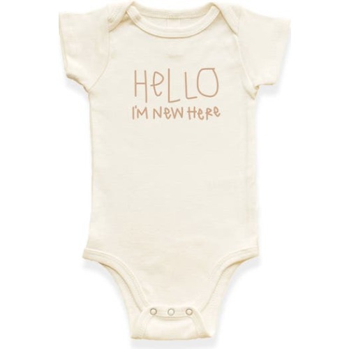 Hello I'm New Here Organic Baby Bodysuit, 0-3M