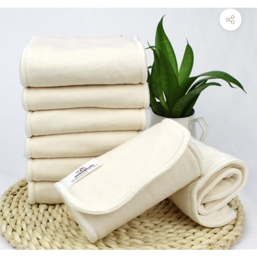 6-Layer Bamboo Hemp Cotton Cloth Diaper Insert - Night Time Solution