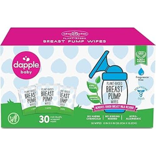 Amazon.com: Breast Pump Wipes by Dapple Baby, Hypoallergenic & Powered by Plants, Removes Milk Residue, Leaves No Taste, Convenient Wipes Pouch, Fragrance Free, 25 Count (Pack of 1) : Baby
