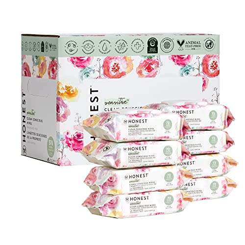 The Honest Company Clean Conscious Wipes | 99% Water, Compostable, Plant-Based, Baby Wipes | Hypoallergenic, EWG Verified | Rose Blossom, 576 Count