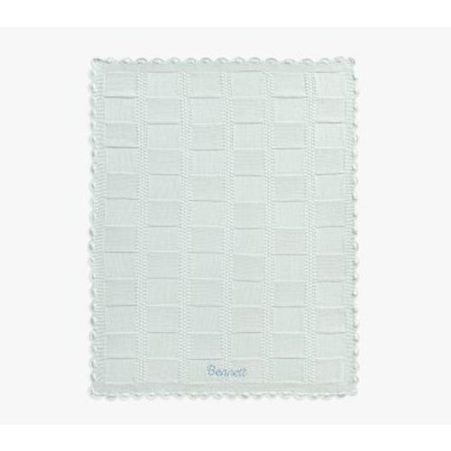 Organic Cotton Knit Patchwork Baby Blanket , Chambray Blue