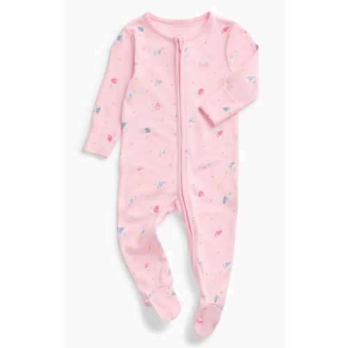 Enchanted Bunnies Clever Zip Baby Pajamas Pink / Newborn