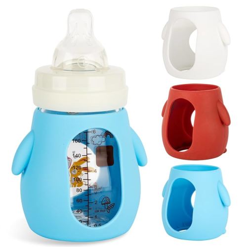 3 Pack Silicone Sleeves for Mam Glass Baby Bottles 6oz,Anti Breakage Baby Bottle Holder Compatible with MAM Baby Bottle.