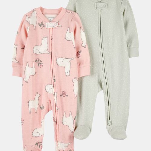 Baby Girl 2-Pack 2-Way Zip Cotton Sleeper | Carter’s Oshkosh Canada