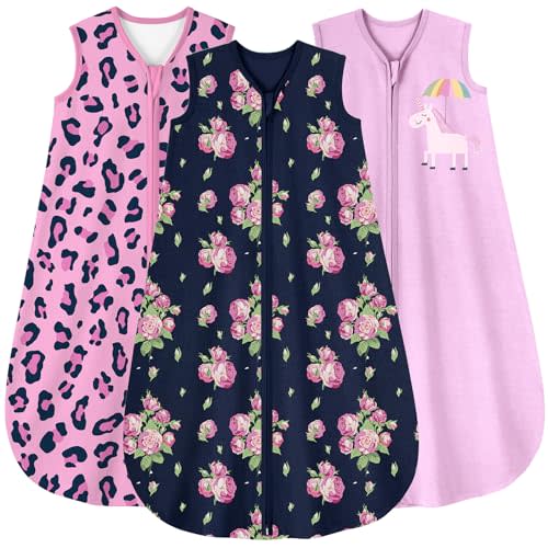 Yoofoss Baby Sleep Sack 6-12 Months Wearable Blanket for Babies 100% Organic Cotton 2-Way Zipper TOG 0.5 Toddler Sleeping Sack 3 Pack, Soft Lightweight Sleep Sacks