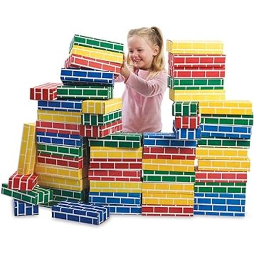 Lillian Vernon Primary Building Bricks - Kids Cardboard Blocks, Each 9" x 4" x 2" (Set of 24)