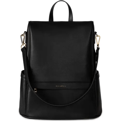 MIA + SOPHIA Leather Diaper Bag Backpack (Black Mia)