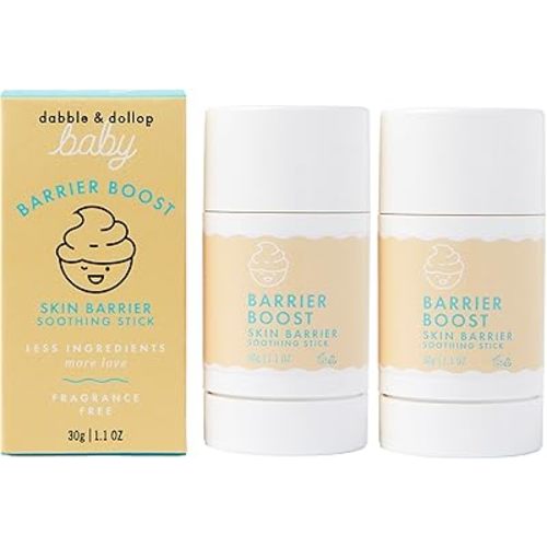 Dabble & Dollop Baby Skin Barrier Soothing Stick - Fragrance-Free Balm for Dry Skin, Chapped Cheeks & Sensitive Skin, Gentle Moisturizing Lotion Stick for Targeted Baby Skin Care (1.1 oz, Pack of 2)