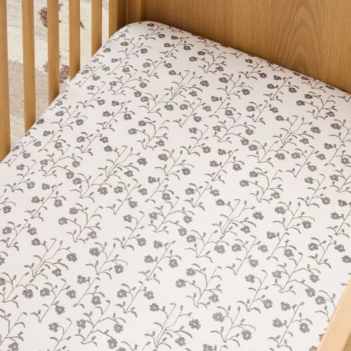 Floral Stripe Crib Fitted Sheet