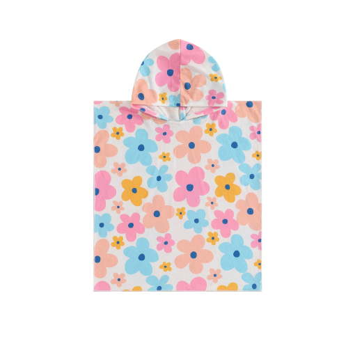 Suealasg Kids Girls Beach Hood Towel Poncho Floral Print Soft Swim Cover Up Little Girls Hooded Beach Towel