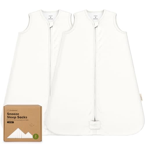 2-Pack Baby Sleep Sacks, Zipper Wearable Blanket - 0.5TOG Organic Cotton, Lightweight,Soft Cozy Infant Sleeping Sack 3-6 months,Easy to Wear Small Newborn Transition Swaddles Sleepsacks(Soft White, S)