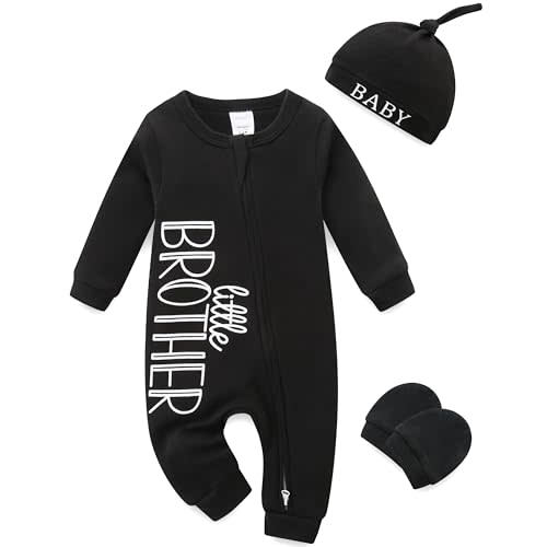 Newborn Boy Clothes Letter Print One Piece Romper Cotton Baby Coming Home Outfits 3Pcs Little Brother Outfit