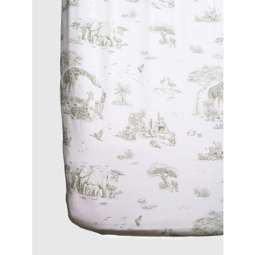 The Gilded Bird Safari Toile Fitted Crib Sheet