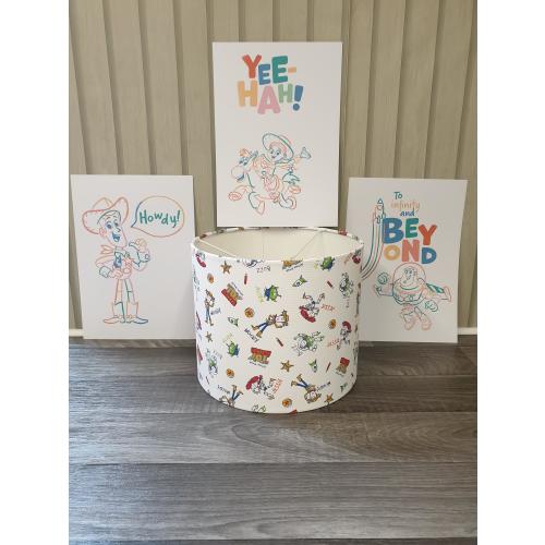 Toy Story Handmade Lampshade | Ceiling or Table Lamp Shade plus Matching A4 Wall Art Set