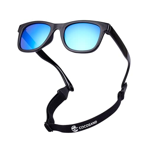 COCOSAND Flexible Baby Sunglasses with Strap Polarized UV Protection for Toddler Infant Newborn Boy Girl Age 0-24 Months