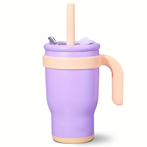 14 oz Stainless Steel Double Wall Vacuum Insulated Tumbler with Handle, Lid and Straw - Travel Water Cup