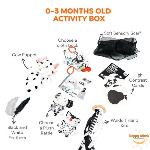 Newborn Sensory Box | Montessori Black & White Baby Gift | Baby Activity Box 0-3 Months