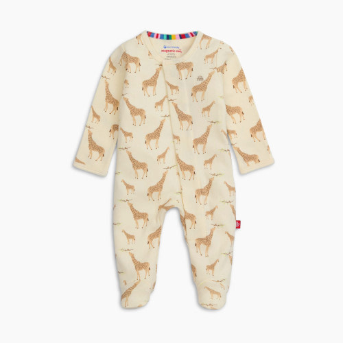 Magnetic Me Organic Cotton Footie - Cream Jolie Giraffe, Newborn