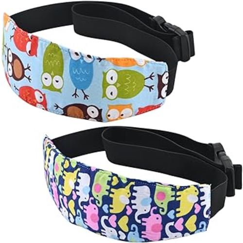 Head Support for Stroller Car Seat - Head Band Strap Headrest for Sleeping Traveling for Toddler Kids Children Child Baby Infant- (Elephant+Blue)