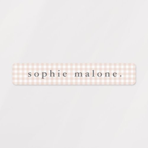 Blush Pink Gingham Waterproof Name Labels | Zazzle