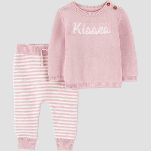 Carter's Just One You® Baby Girls' 2pc Kisses Sweater and Jogger Pants Set - Pink 3M