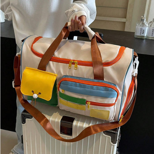 A Set Of Campus Style Luggage, Lightweight, Foldable, Large Capacity, Front Multi Pocket Design With Contrasting Colors, And Equipped With Dry Wet Separation Straps And Item Straps. For Suitcase Overnight Bag Gym Bag Duffle Bag Weekend Bag Duffel Bag For