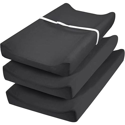 david's Kids 3 Pack Changing Pad Cover Set, Ultra Soft Breathable Cozy Microfiber Diaper Change Table Sheets for Baby Girls, Fit Most Changing Pads, Black