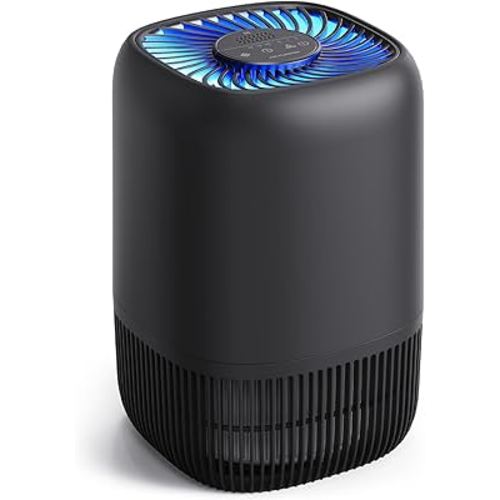 Air Purifiers for Office with H13 Quiet HEPA Filter Up to 1076 Ft² for Pet Family, Pollen, Smoke, Compact Air Cleaner with 3 Speeds, Timer, Aroma Quiet, 360°Intake, for Home Bedroom, Black
