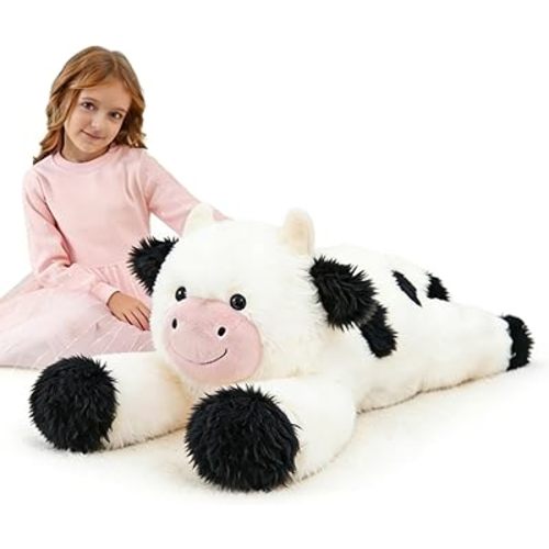 Giant Cow Stuffed Animals, Big Stuffed Cow Plush Toy, 39" Large Cute Big Plushies, Fluffy Plush Toys, Gifts for Kids on Birthday Christmas