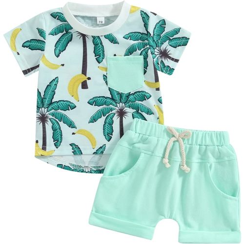 6-12M Kupretty Baby Boy Clothes Toddler Summer Outfit Short Sleeve T-Shirt Tee Tops Joggers Casual Shorts 2Pcs Clothing Set