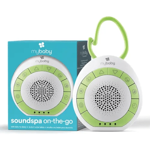 MyBaby Baby Sound Machine - White Noise Sound Machine for Baby, Travel, Nursery and On The Go - 4 Soothing Sounds, Integrated Clip, Small and Lightweight - Great for Baby Registry Gift