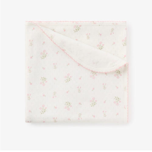 Folklore Floral Print Organic Cotton Pointelle Baby Blanket – Elegant Baby
