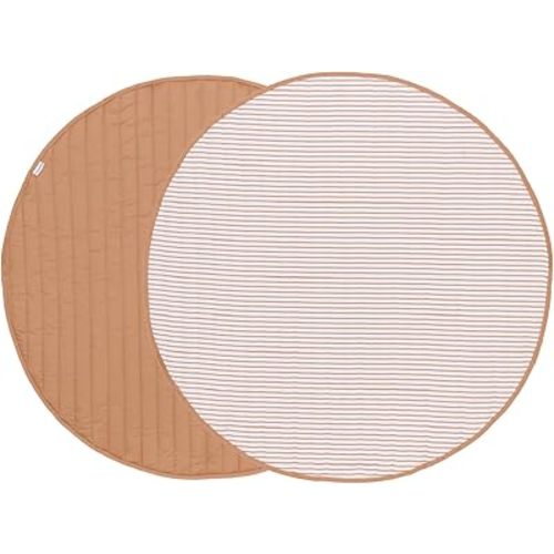 Toddlekind Organic Cotton Reversible Play Mat – 48" Handmade Blanket for Floor Activities, Tummy Time, Nursery Decor, and Family Comfort 0m+ Camel (Camel)