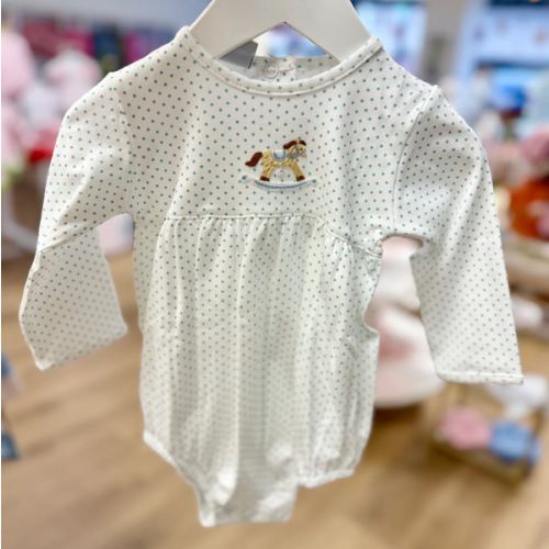 Squiggles by Charlie Blue Dot Rocking Horse Bubble – Pink Sheep Boutique