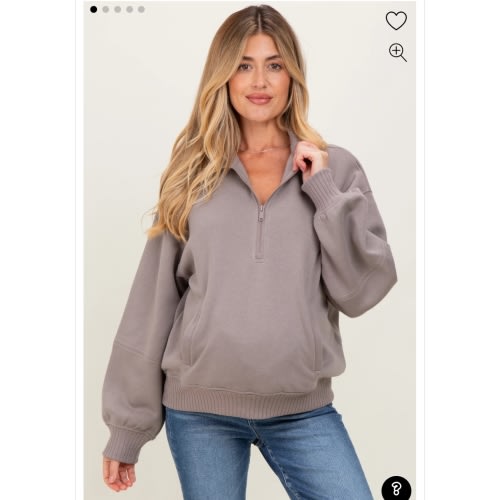 Taupe French Terry Quarter Zip Maternity Pullover – PinkBlush