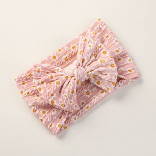 MyKids-Usa Baby Floral Print Soft Big Bow Headband