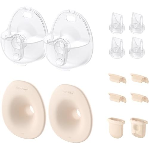 eufy Original 24mm Flange, Milk Container, Diaphragm [2-Pack] & Duckbill Valves, Spout Cap [4-Pack], Replacement Accessories for Wearable Breast Pump S1/S1 Pro