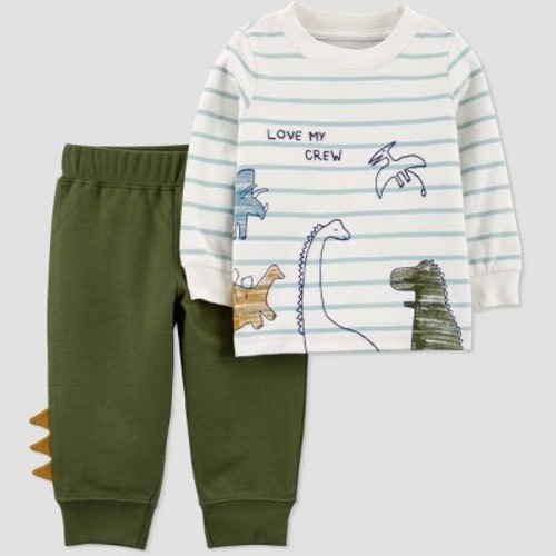 Carter's Just One You® Baby Boys' 2pc Dino Top & Bottom Set - Olive Green, Size: Newborn