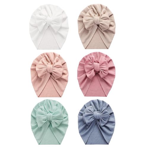 6 PCS Stretchy Baby Turban Hats, Baby Hat with Bows for Girls, Baby Boys Caps, Toddler, Newborn, Infant Hat Unisex