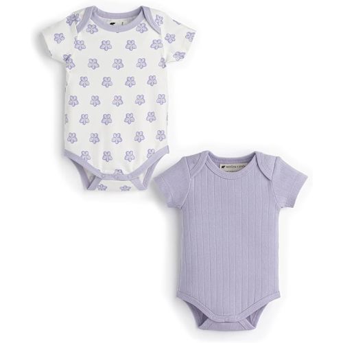 MONICA + ANDY Short Sleeve Jack & Jill Bodysuit, 100% Organic Baby Clothes for Girls & Boys, Newborn, Infant & Preemie Sizes
