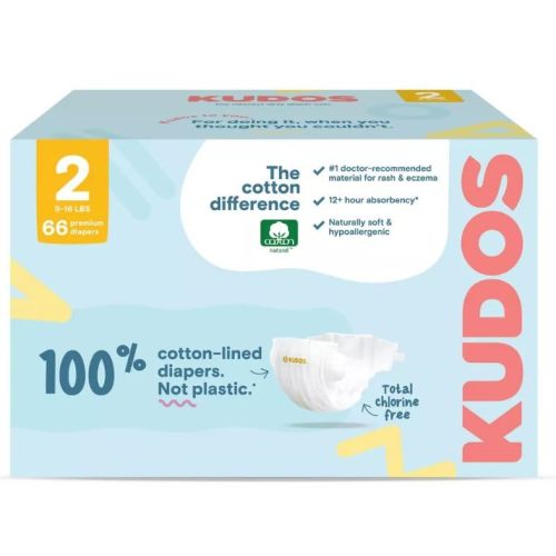 Kudos Chlorine Free Premium Diapers, Cotton-Lined, (Size 2, 66 Count)
