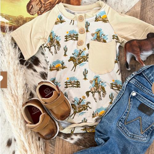 Buckaroo Bronc Button Short Sleeve Onesie