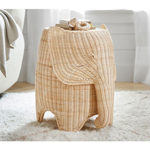 Rattan Elephant Side Table (22")