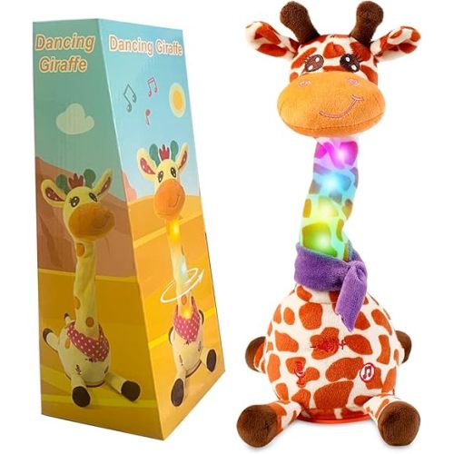 Dancing Talking Giraffe Toy for Baby Toddler, Dancing Giraffe Toy Singing Mimicking Recording Repeating What You Say with LED English Sing for Boys Girls Gift, 15 Second Recorde(Adjustable Volume)