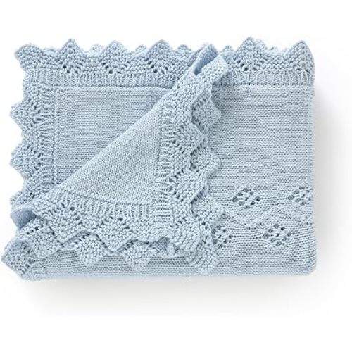 Cotton Knit Baby Blankets Neutral Cozy Crochet Receiving Crib 30x40 In
